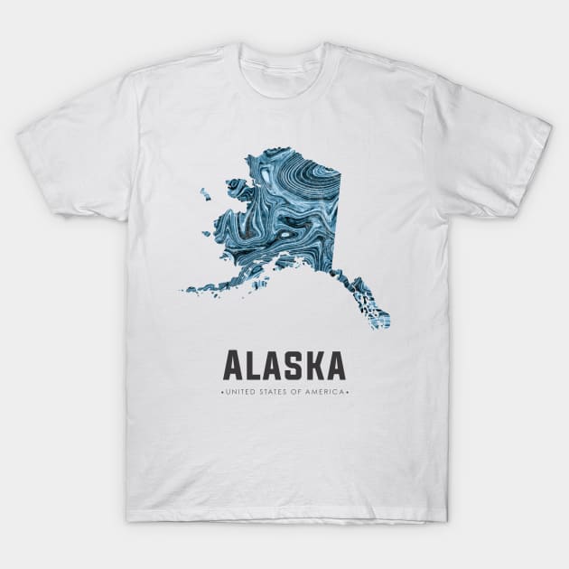 Alaska state map abstract Blue T-Shirt by StudioGrafiikka